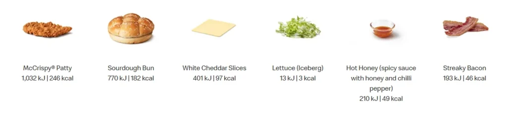 Hot Honey McCrispy ingredients